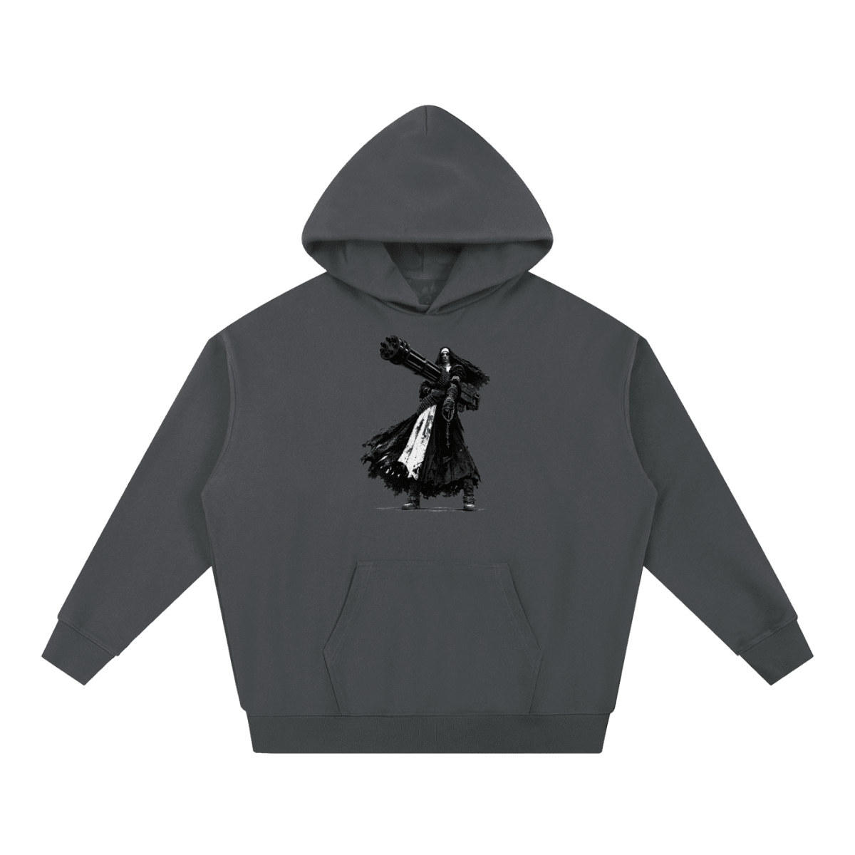 0 Holy Heavy Gunner Nun Graphic Essential Heavyweight Hoodie - Shirt Habit