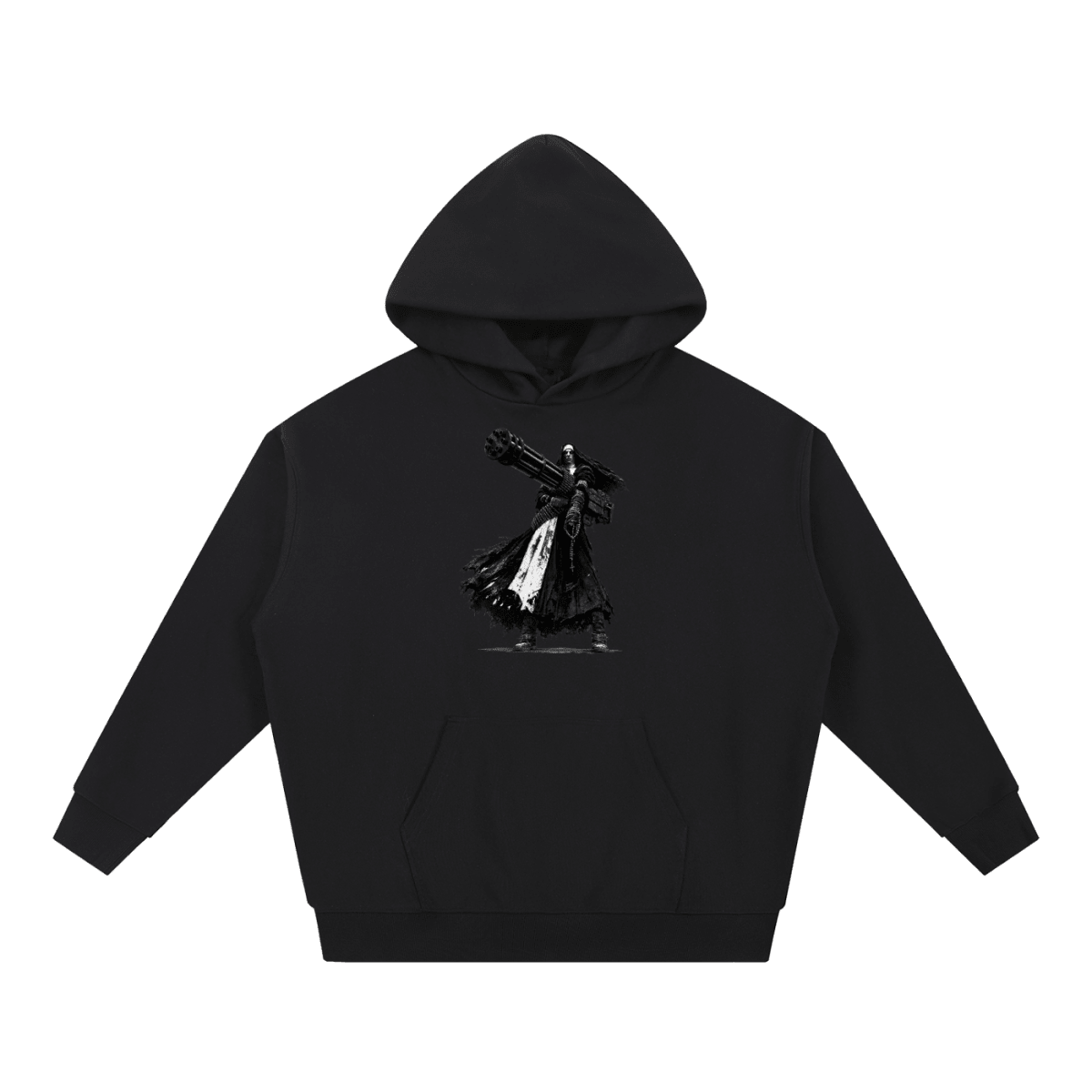 0 Holy Heavy Gunner Nun Graphic Essential Heavyweight Hoodie - Shirt Habit