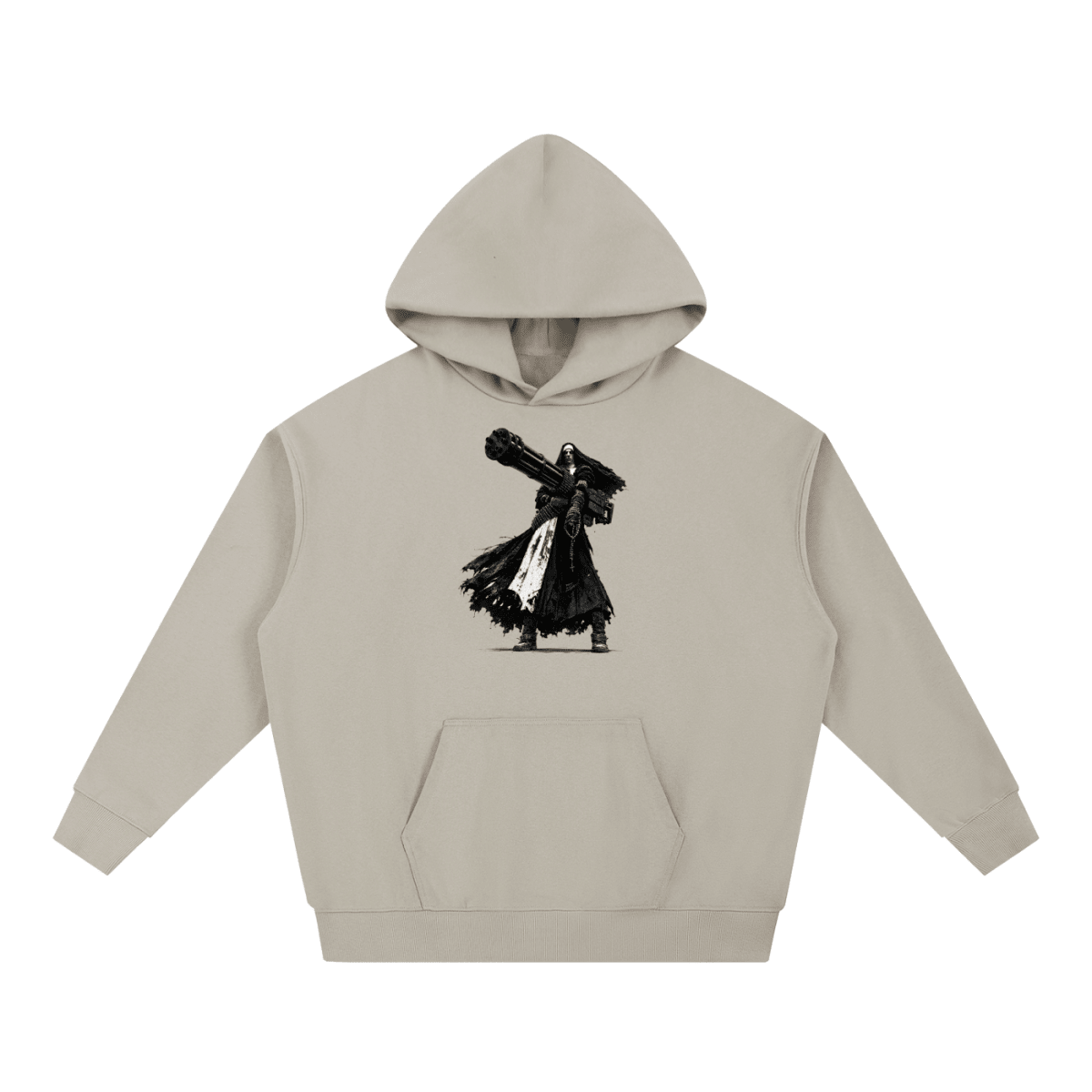 0 Holy Heavy Gunner Nun Graphic Essential Heavyweight Hoodie - Shirt Habit