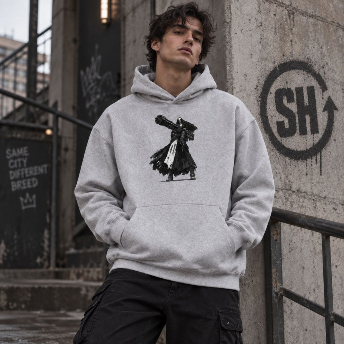 0 Holy Heavy Gunner Nun Graphic Essential Heavyweight Hoodie - Shirt Habit