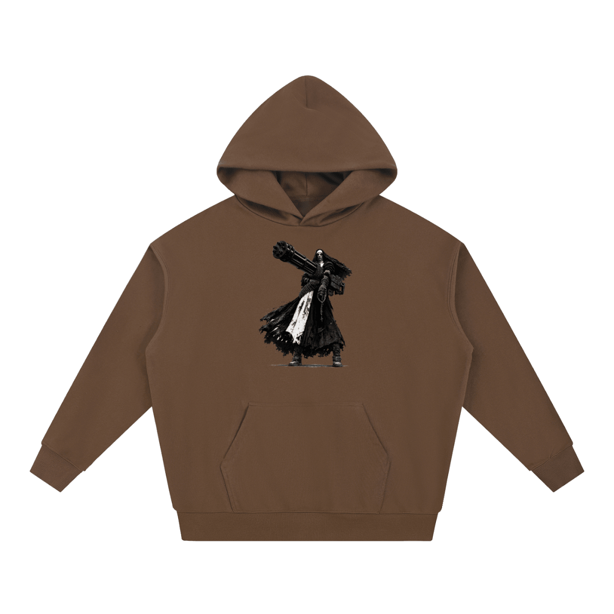 0 Holy Heavy Gunner Nun Graphic Essential Heavyweight Hoodie - Shirt Habit