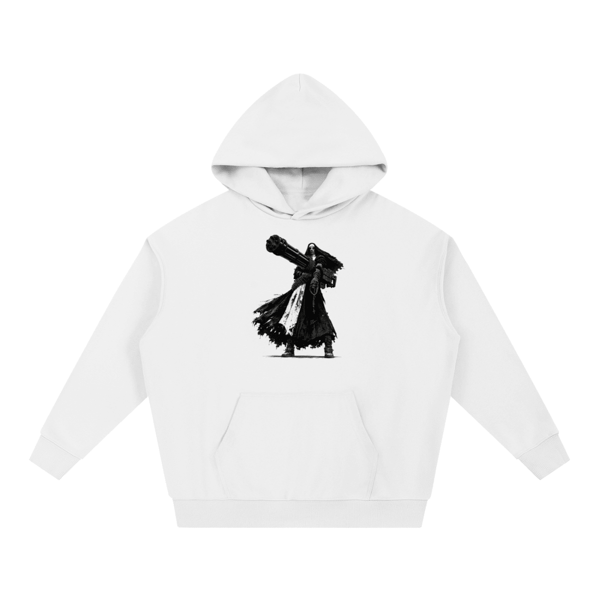 0 Holy Heavy Gunner Nun Graphic Essential Heavyweight Hoodie - Shirt Habit