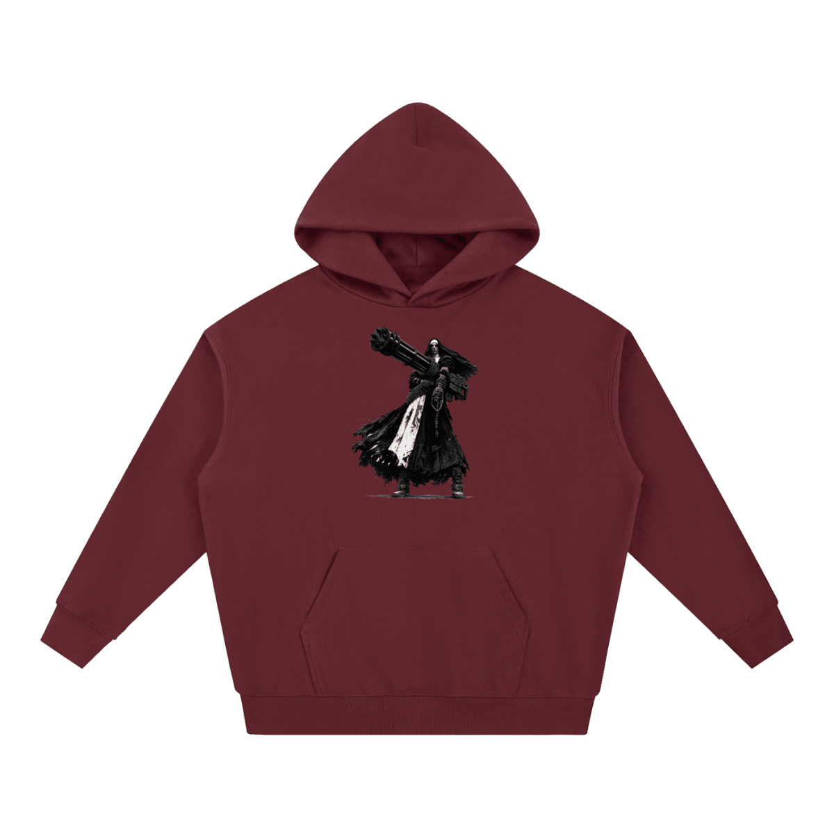 0 Holy Heavy Gunner Nun Graphic Essential Heavyweight Hoodie - Shirt Habit