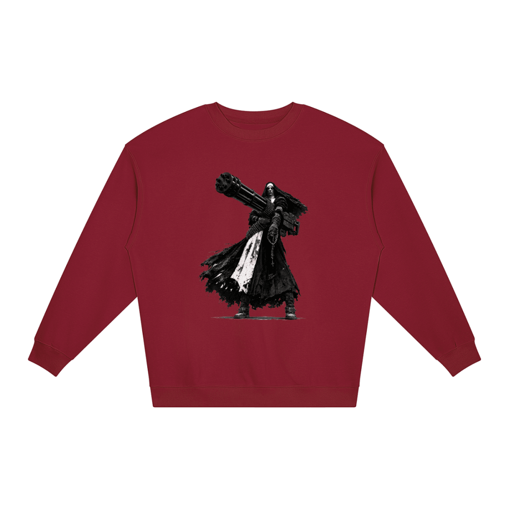 0 Holy Heavy Gunner Nun Loose Crewneck Sweatshirt - Shirt Habit