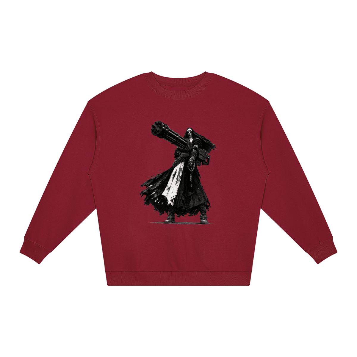 0 Holy Heavy Gunner Nun Loose Crewneck Sweatshirt - Shirt Habit