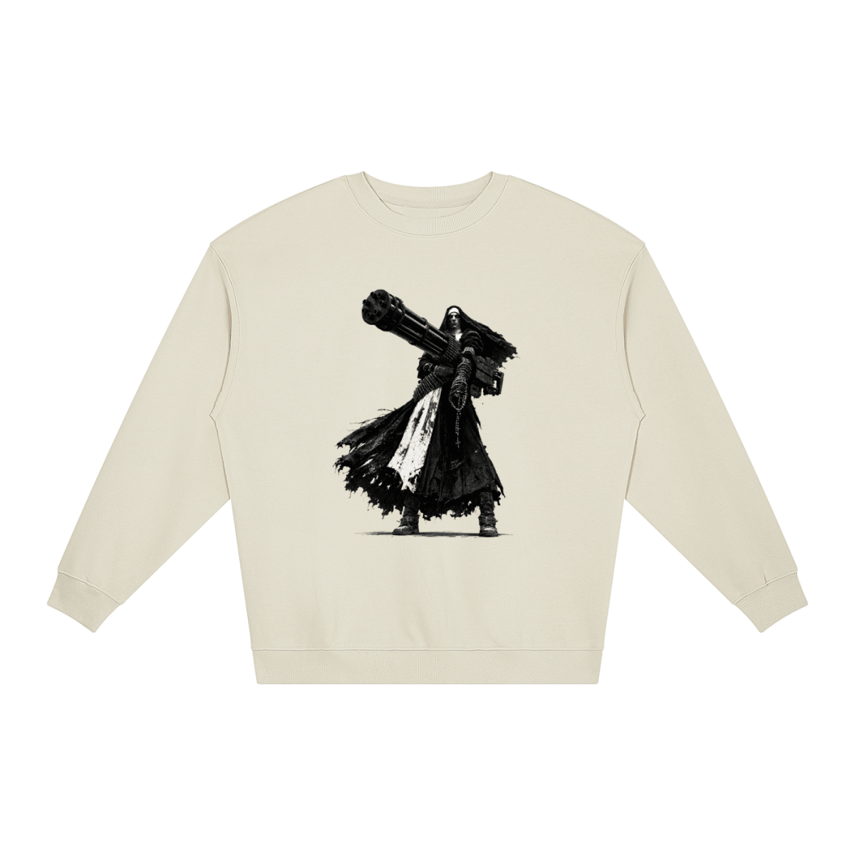 0 Holy Heavy Gunner Nun Loose Crewneck Sweatshirt - Shirt Habit