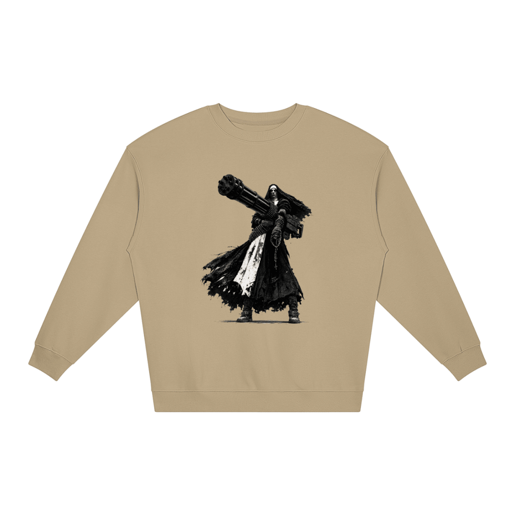 0 Holy Heavy Gunner Nun Loose Crewneck Sweatshirt - Shirt Habit