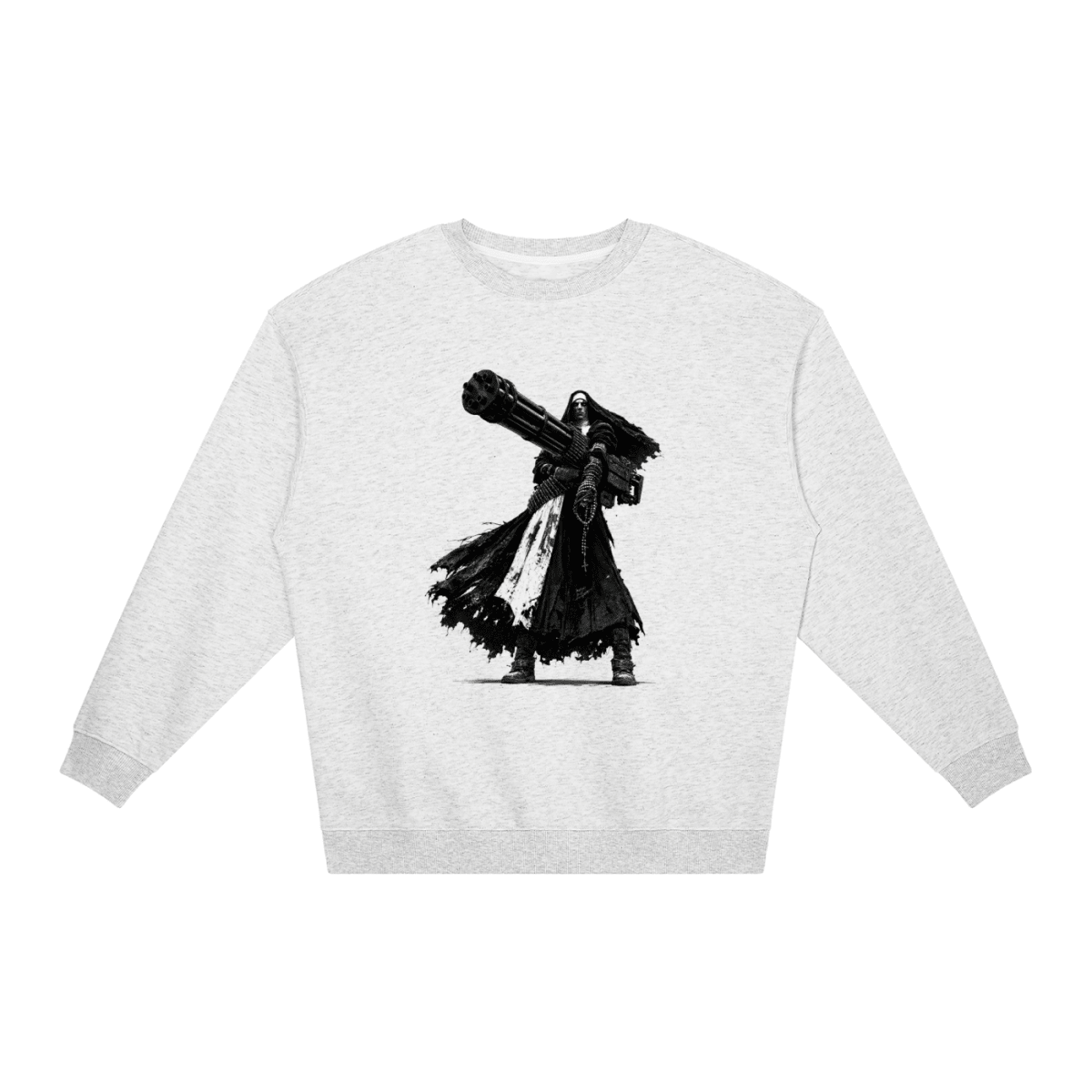 0 Holy Heavy Gunner Nun Loose Crewneck Sweatshirt - Shirt Habit