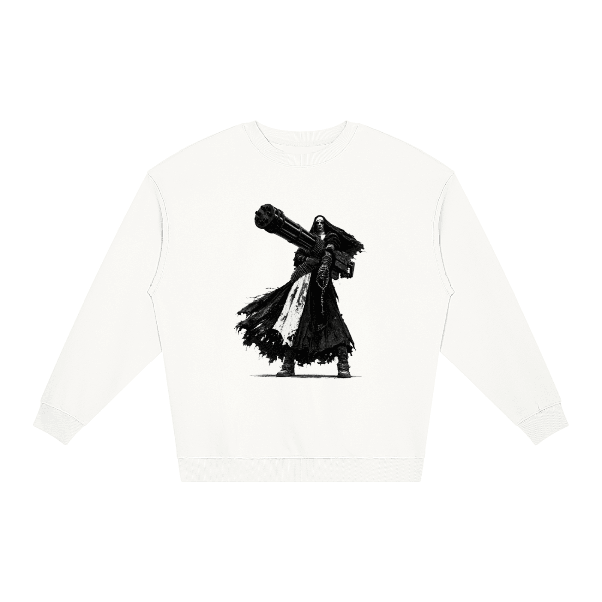 0 Holy Heavy Gunner Nun Loose Crewneck Sweatshirt - Shirt Habit