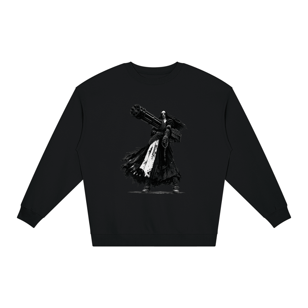 0 Holy Heavy Gunner Nun Loose Crewneck Sweatshirt - Shirt Habit