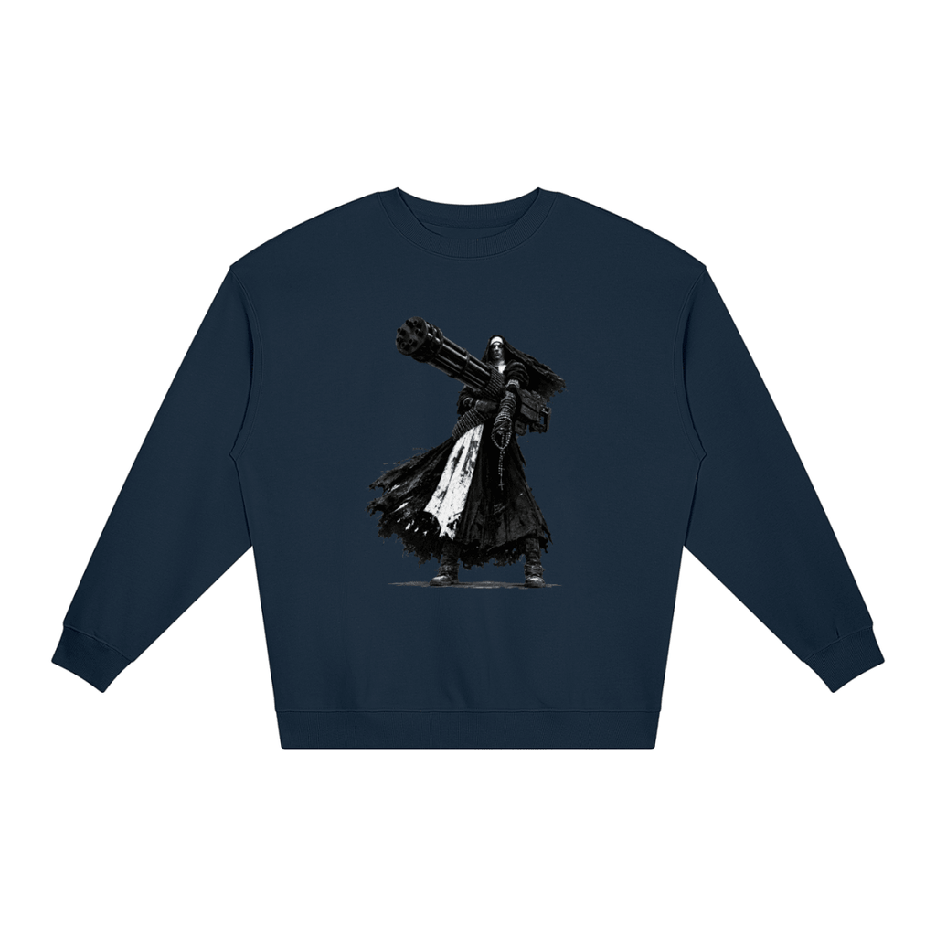 0 Holy Heavy Gunner Nun Loose Crewneck Sweatshirt - Shirt Habit