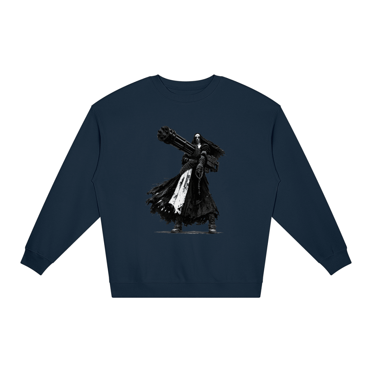 0 Holy Heavy Gunner Nun Loose Crewneck Sweatshirt - Shirt Habit