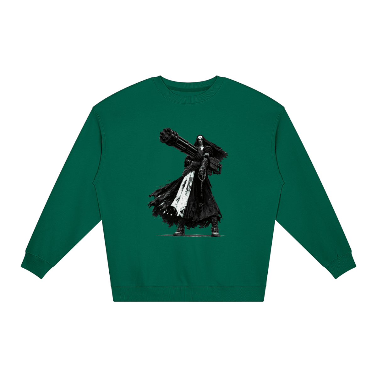 0 Holy Heavy Gunner Nun Loose Crewneck Sweatshirt - Shirt Habit