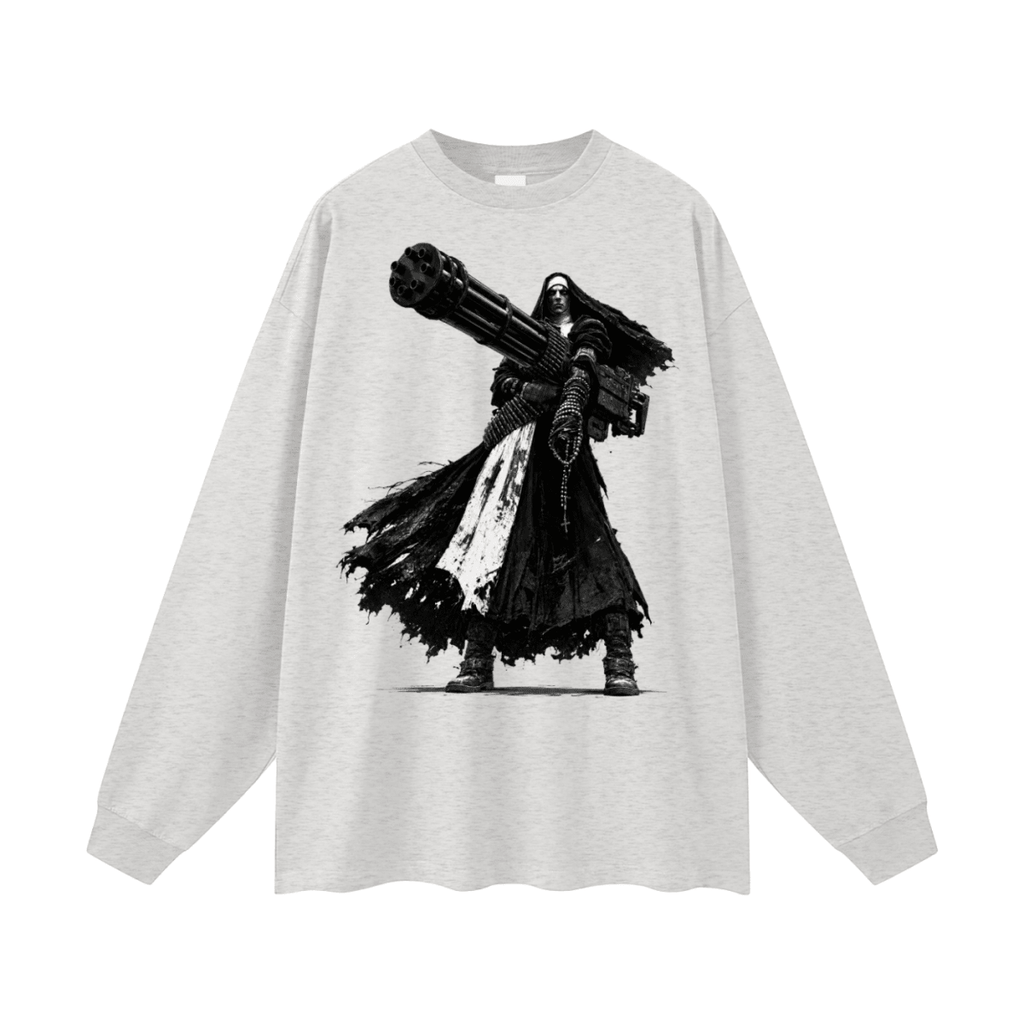 0 Holy Heavy Gunner Nun Oversized Long Sleeve T-Shirt - Shirt Habit