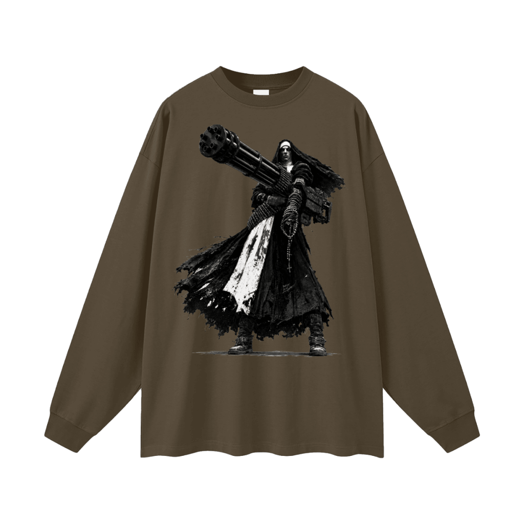 0 Holy Heavy Gunner Nun Oversized Long Sleeve T-Shirt - Shirt Habit