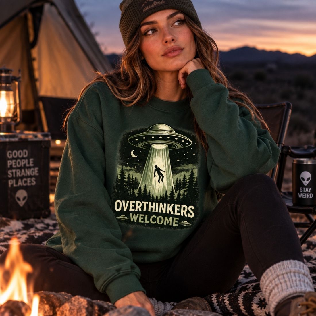 Overthinkers Welcome Loose Crewneck Sweatshirt