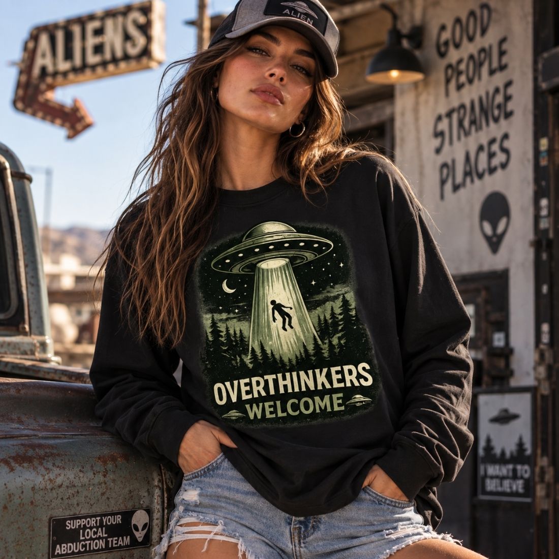 Overthinkers Welcome Oversized Long Sleeve T-Shirt