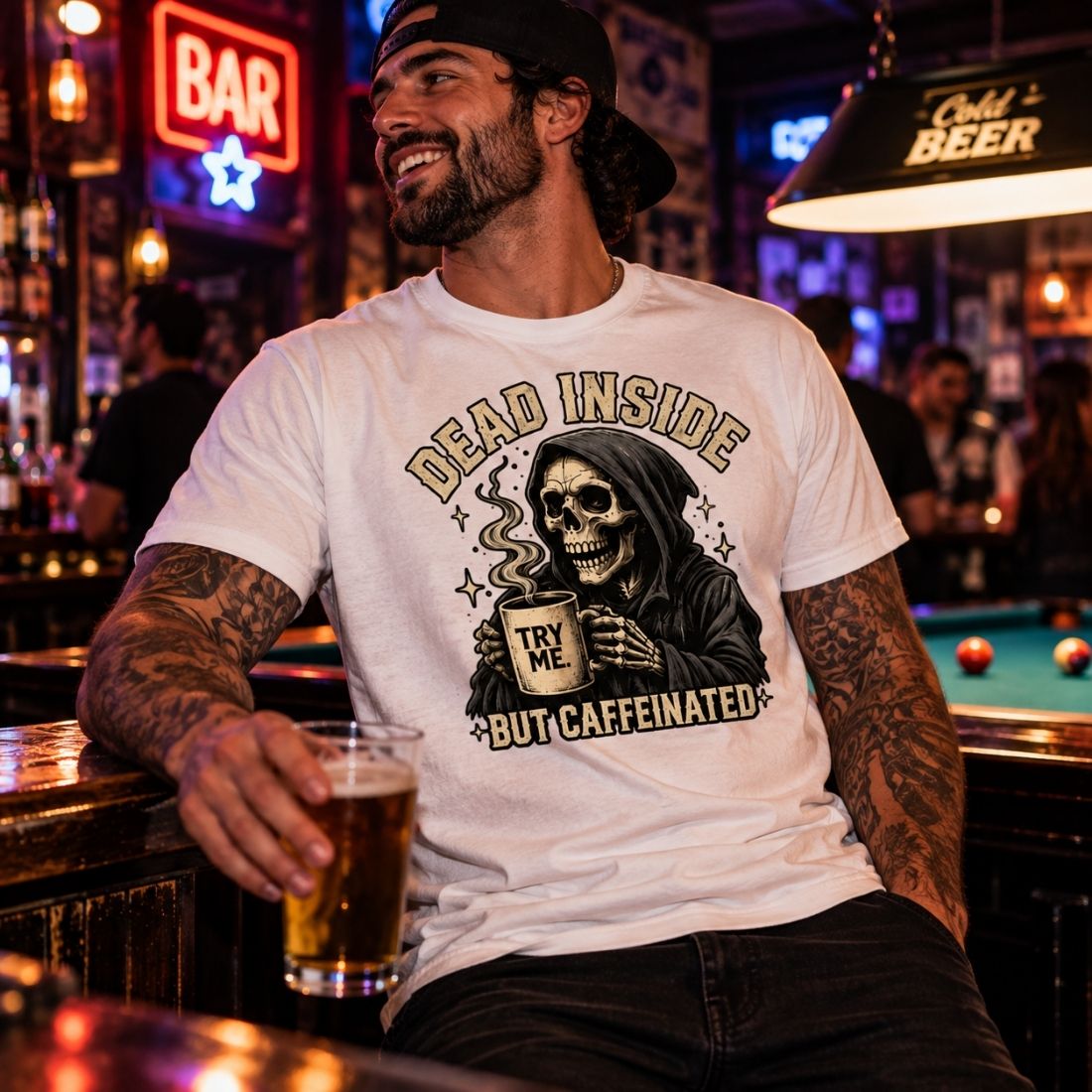 Dead Inside, But Caffeinated Essential Cotton T-Shirt