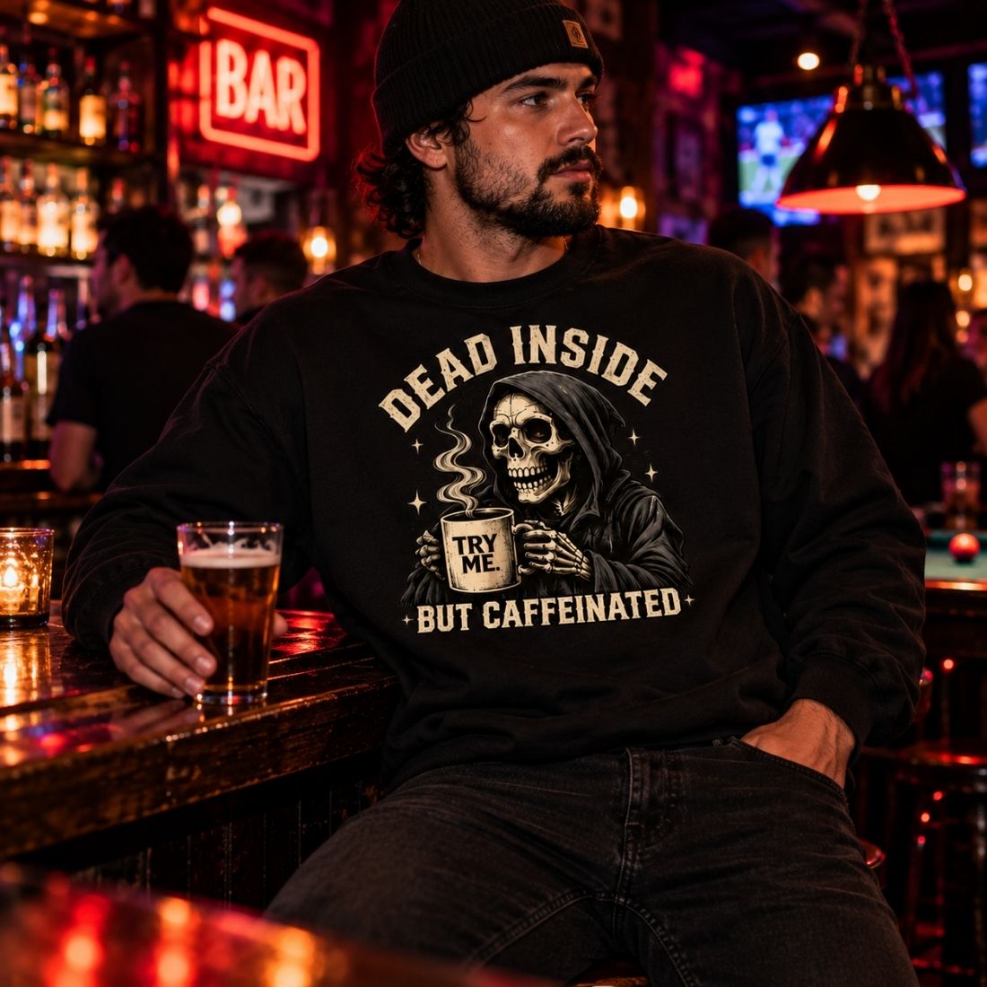 Dead Inside, But Caffeinated Loose Crewneck Sweatshirt