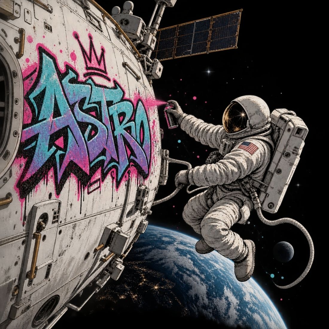 ASTRO Space Graffiti Essential Cotton T-Shirt - Shirt Habit
