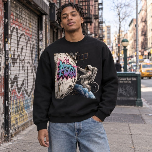 ASTRO Space Graffiti Loose Crewneck Sweatshirt - Shirt Habit
