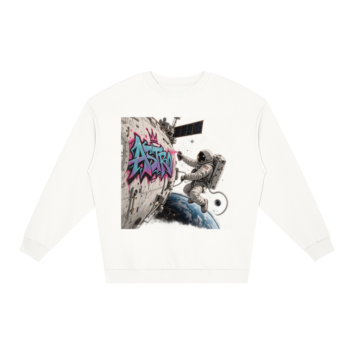 ASTRO Space Graffiti Loose Crewneck Sweatshirt - Shirt Habit