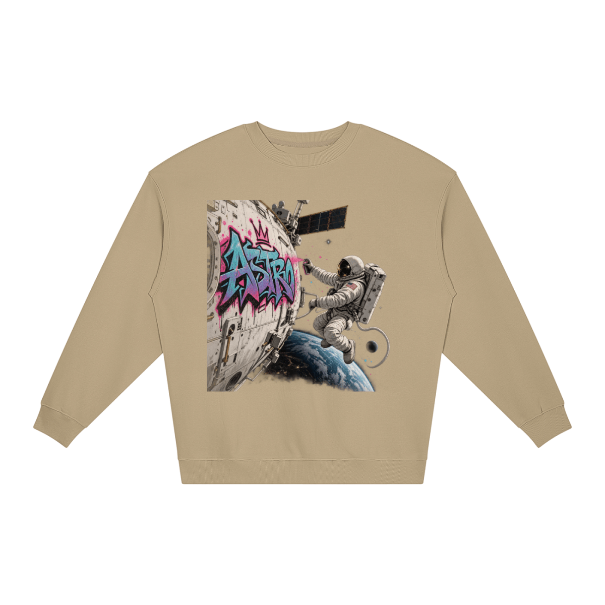 ASTRO Space Graffiti Loose Crewneck Sweatshirt - Shirt Habit