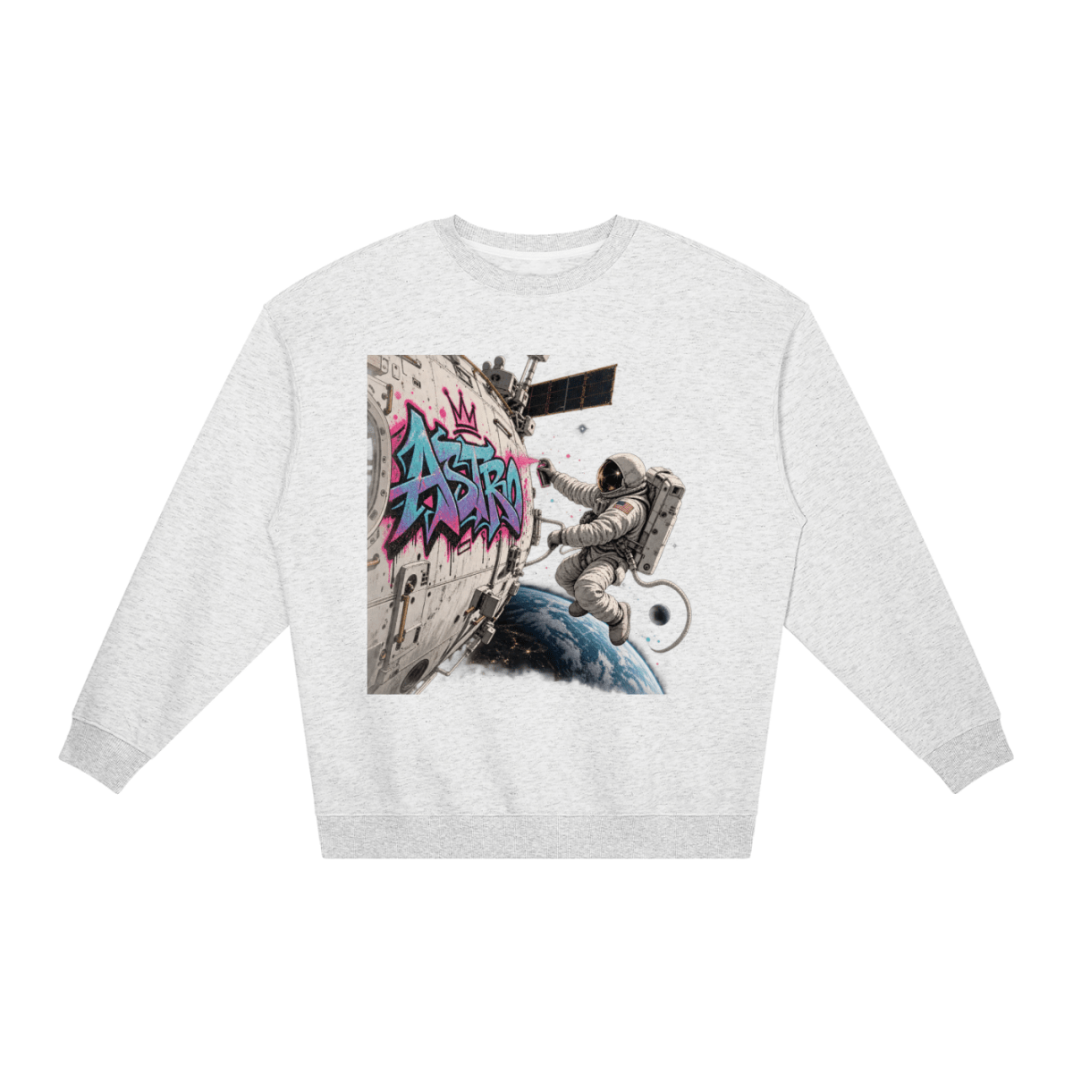ASTRO Space Graffiti Loose Crewneck Sweatshirt - Shirt Habit