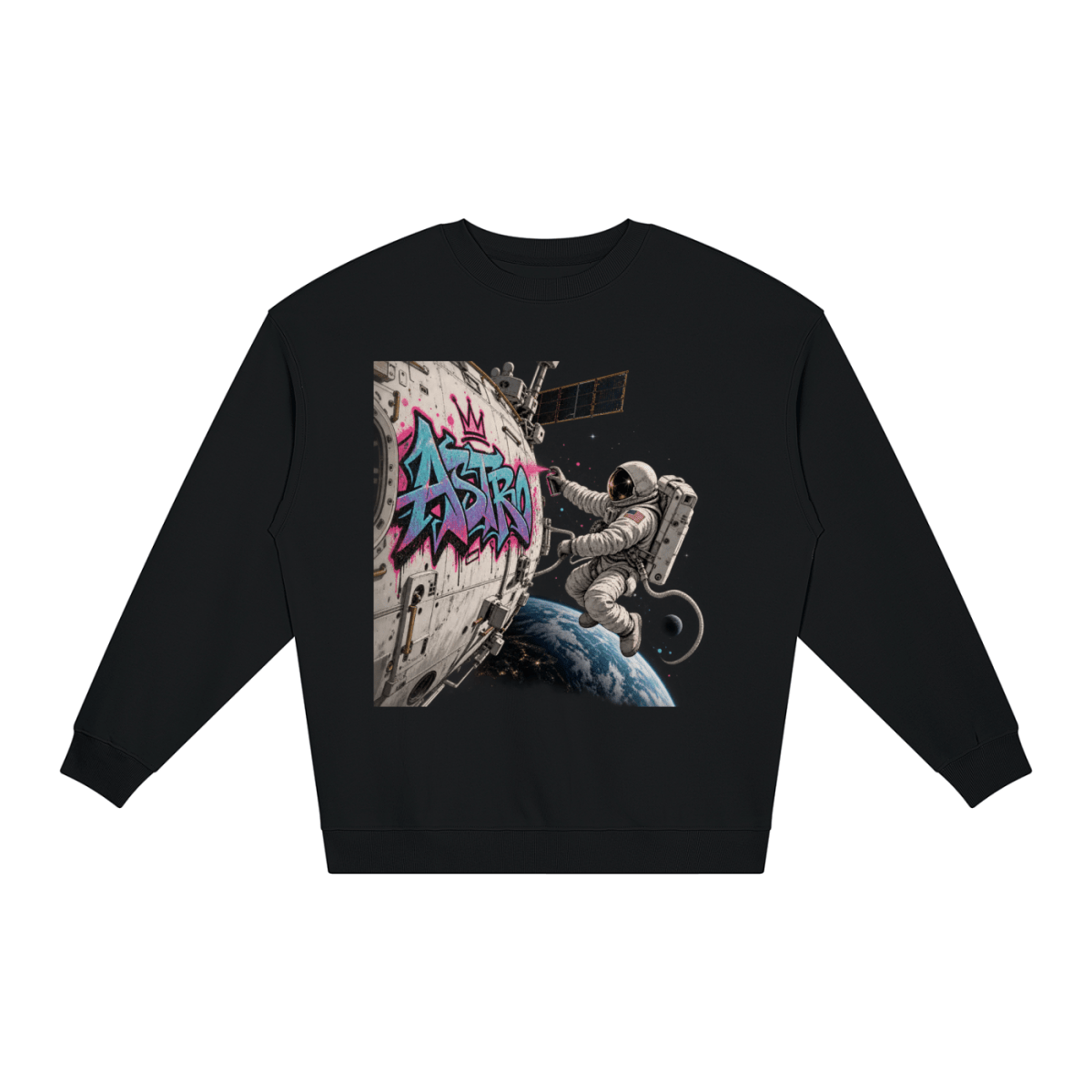 ASTRO Space Graffiti Loose Crewneck Sweatshirt - Shirt Habit