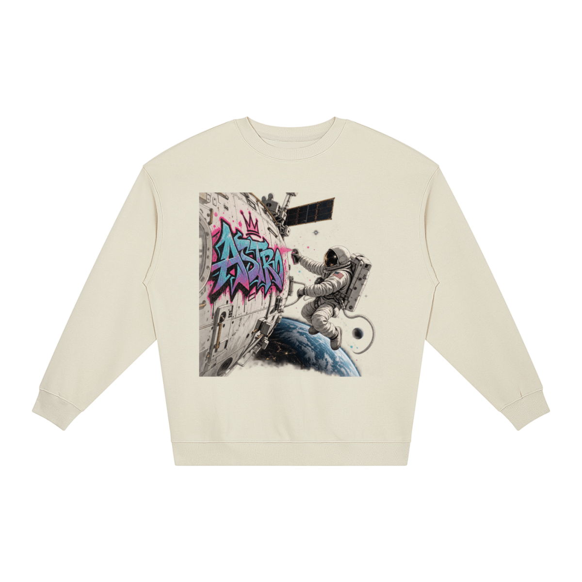 ASTRO Space Graffiti Loose Crewneck Sweatshirt - Shirt Habit