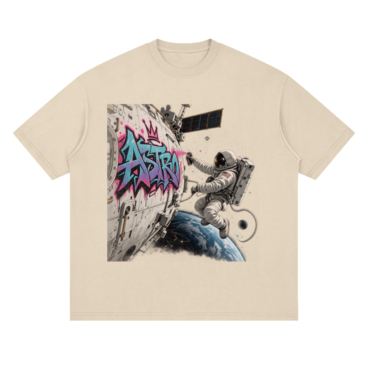 ASTRO Space Graffiti Loose Drop Shoulder T-Shirt - Shirt Habit