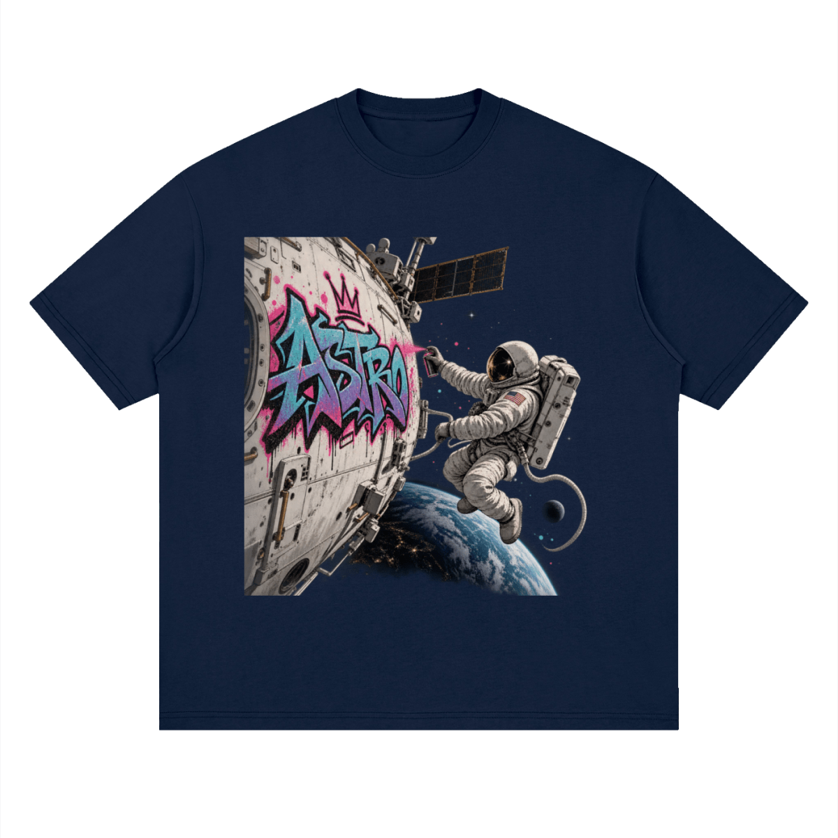 ASTRO Space Graffiti Loose Drop Shoulder T-Shirt - Shirt Habit
