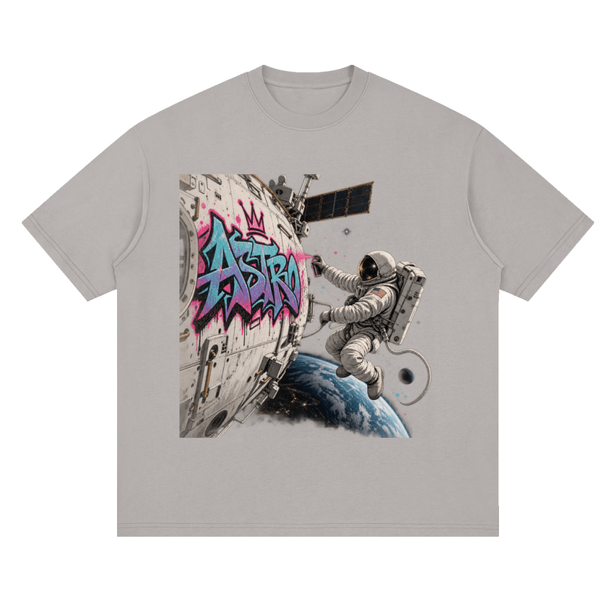 ASTRO Space Graffiti Loose Drop Shoulder T-Shirt - Shirt Habit