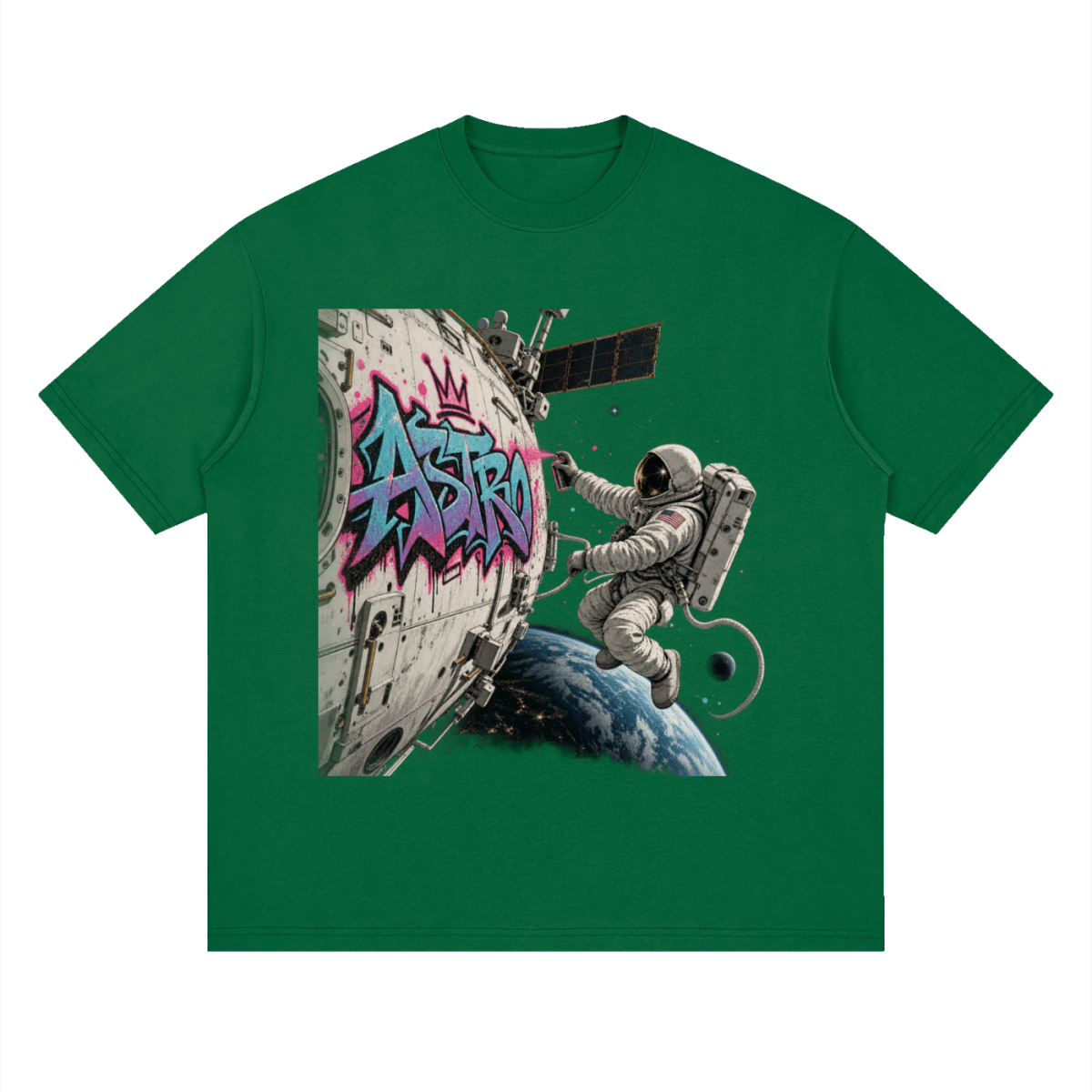 ASTRO Space Graffiti Loose Drop Shoulder T-Shirt - Shirt Habit
