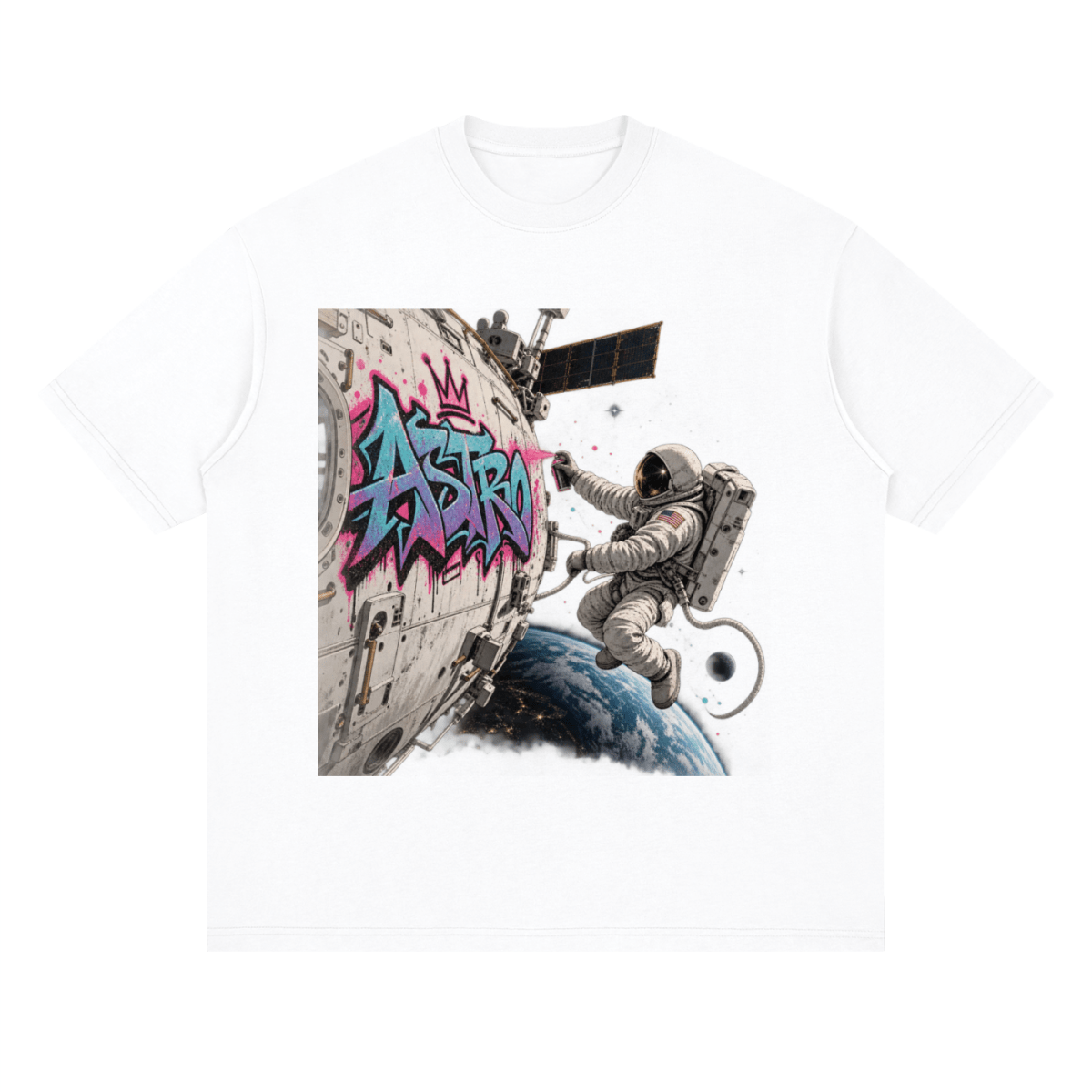 ASTRO Space Graffiti Loose Drop Shoulder T-Shirt - Shirt Habit