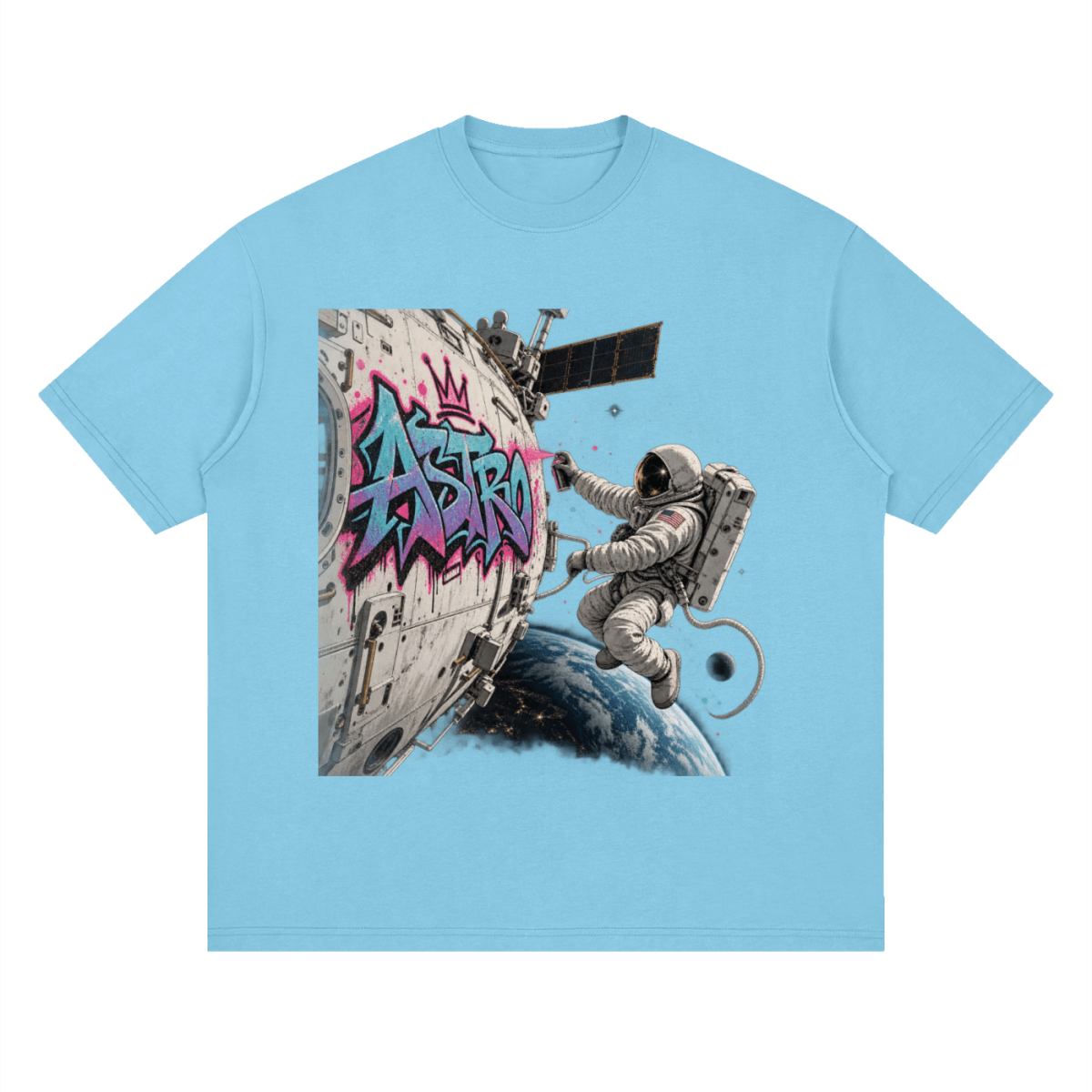 ASTRO Space Graffiti Loose Drop Shoulder T-Shirt - Shirt Habit