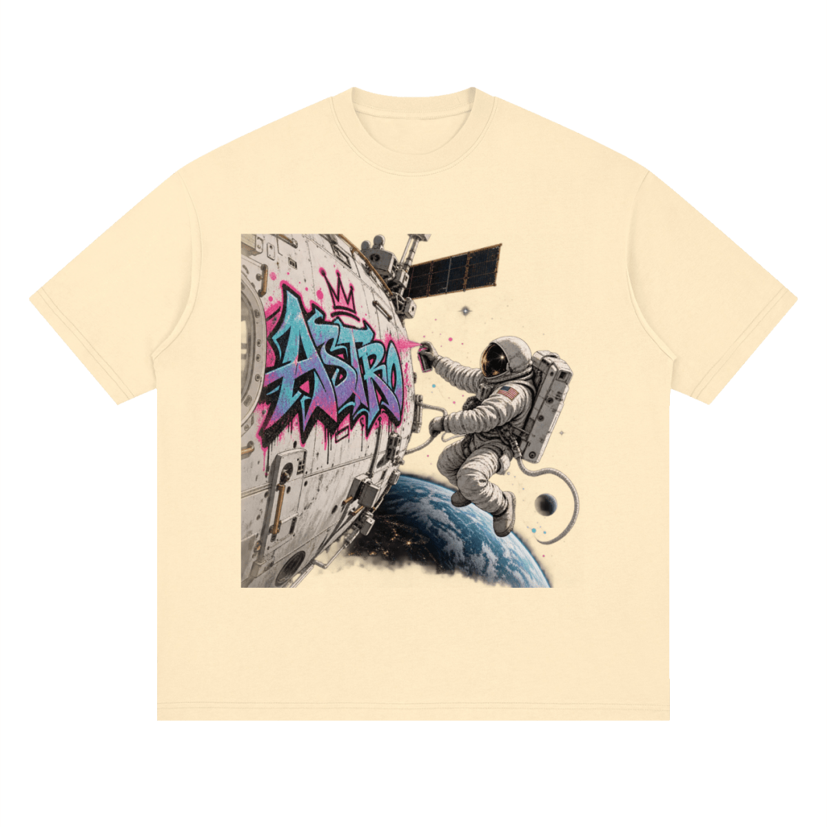 ASTRO Space Graffiti Loose Drop Shoulder T-Shirt - Shirt Habit