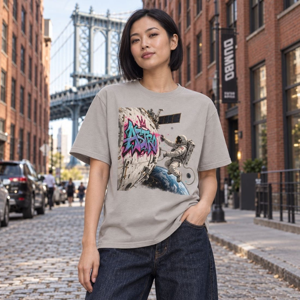 ASTRO Space Graffiti Loose Drop Shoulder T-Shirt - Shirt Habit