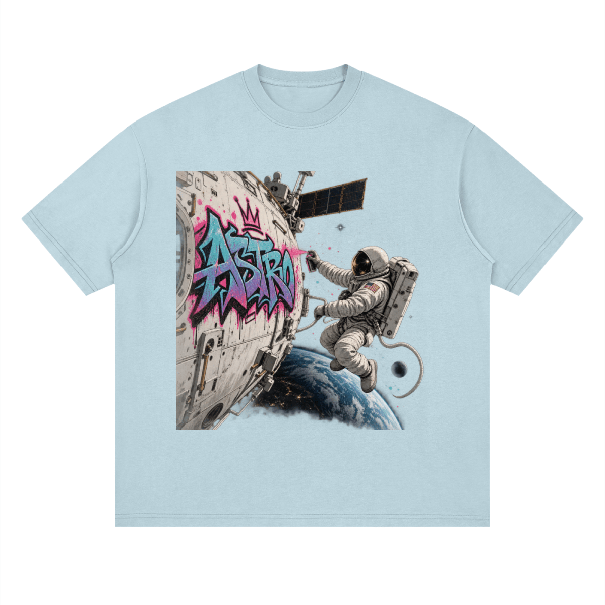ASTRO Space Graffiti Loose Drop Shoulder T-Shirt - Shirt Habit
