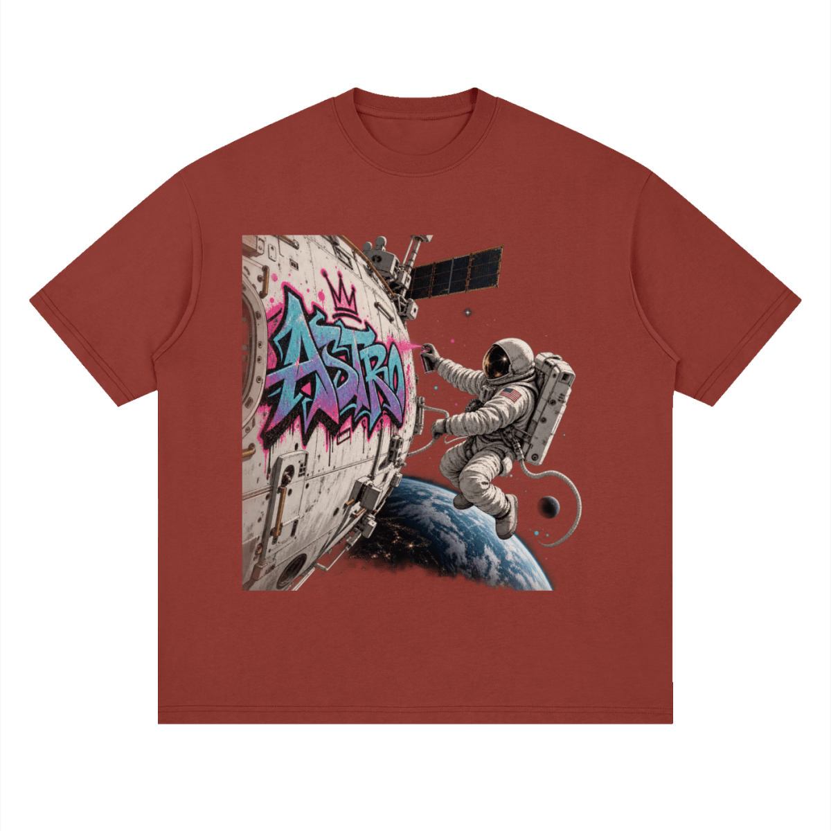 ASTRO Space Graffiti Loose Drop Shoulder T-Shirt - Shirt Habit