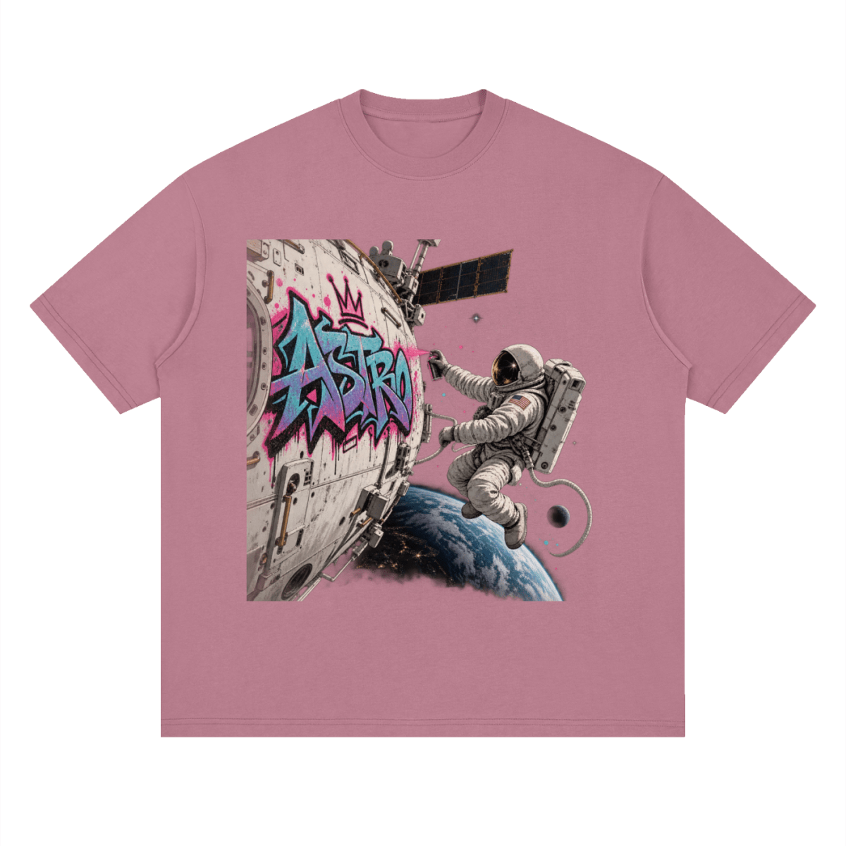 ASTRO Space Graffiti Loose Drop Shoulder T-Shirt - Shirt Habit