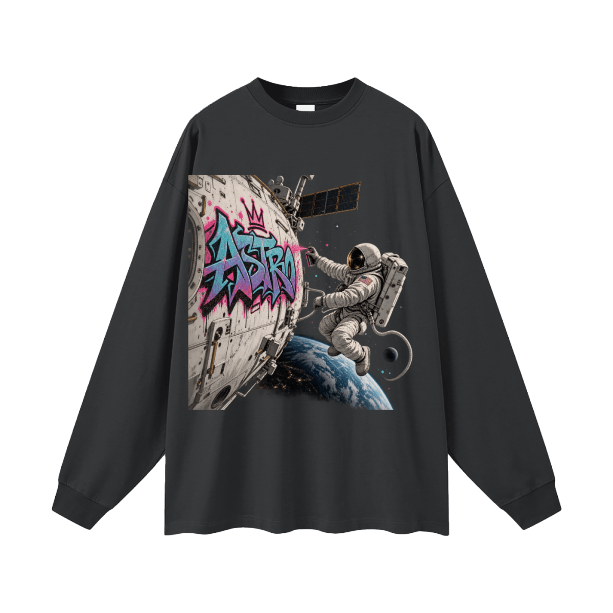 ASTRO Space Graffiti Oversized Long Sleeve T-Shirt - Shirt Habit