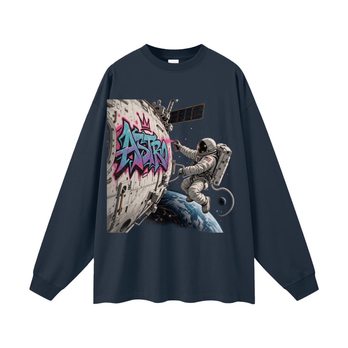 ASTRO Space Graffiti Oversized Long Sleeve T-Shirt - Shirt Habit