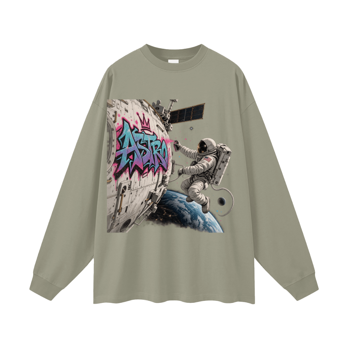 ASTRO Space Graffiti Oversized Long Sleeve T-Shirt - Shirt Habit