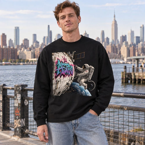ASTRO Space Graffiti Oversized Long Sleeve T-Shirt - Shirt Habit