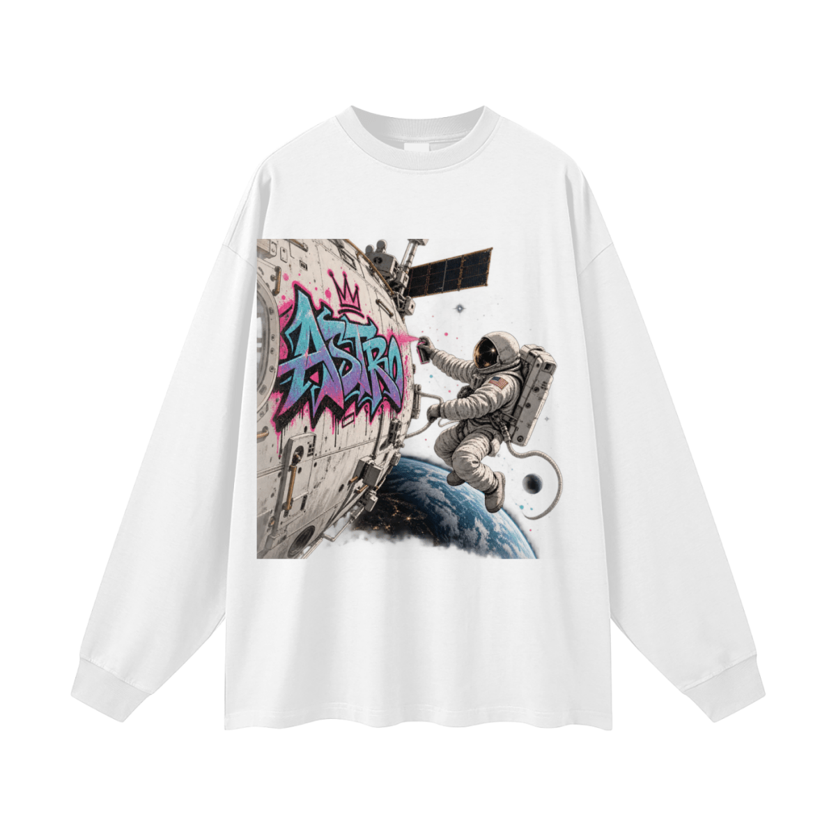 ASTRO Space Graffiti Oversized Long Sleeve T-Shirt - Shirt Habit