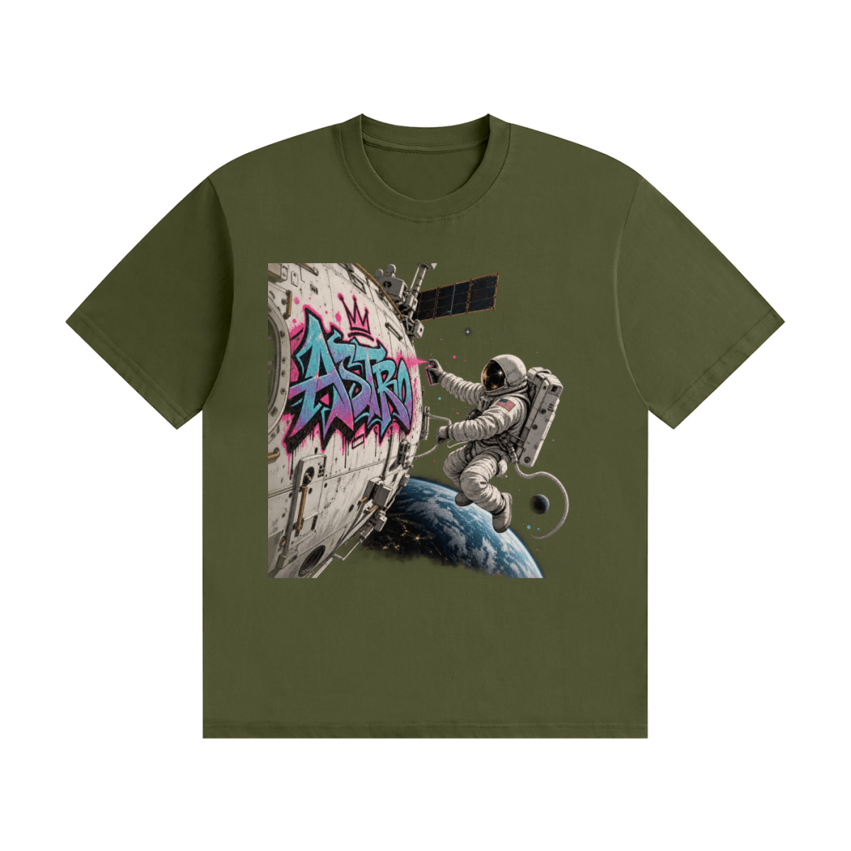 ASTRO Space Graffiti Unisex Seamless Cotton T-Shirt - Shirt Habit