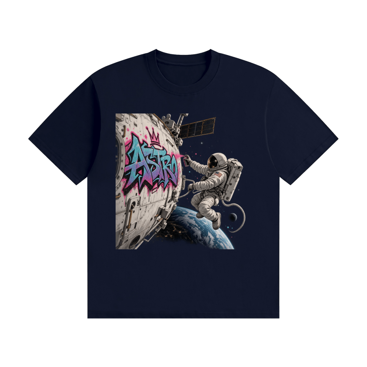 ASTRO Space Graffiti Unisex Seamless Cotton T-Shirt - Shirt Habit