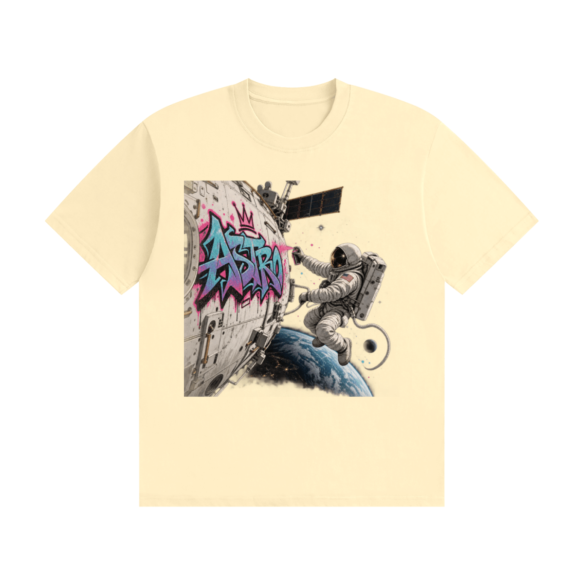 ASTRO Space Graffiti Unisex Seamless Cotton T-Shirt - Shirt Habit