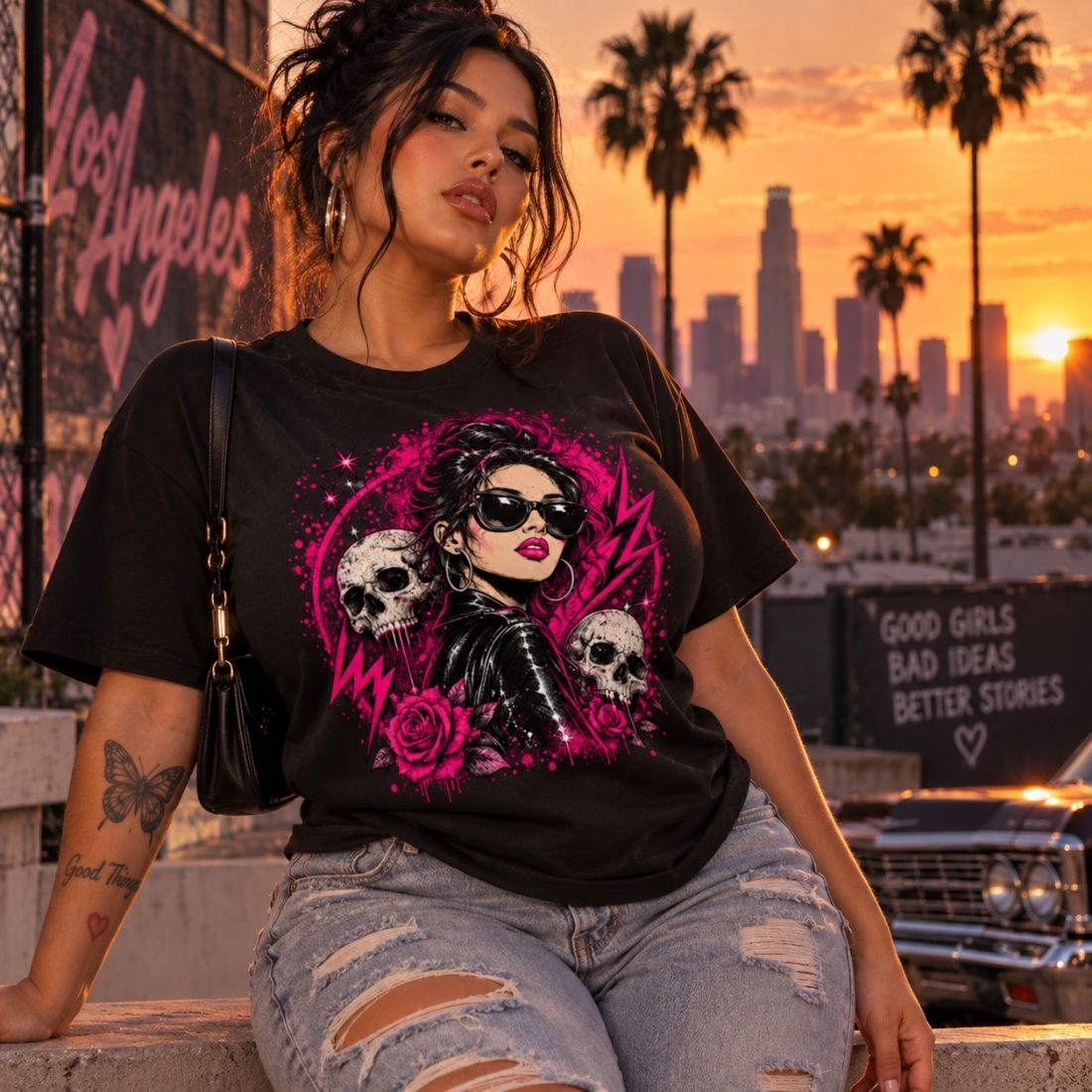Bad Decisions Baddie Skull Essential Cotton T-Shirt - Shirt Habit